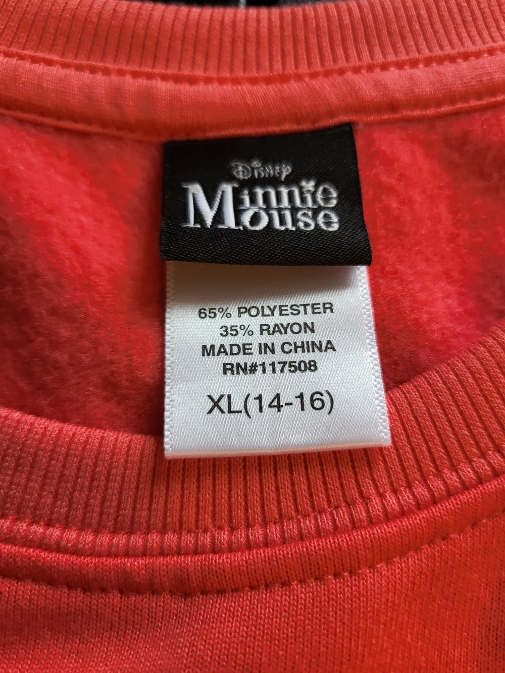 Girls Minne NWT Sweatshirt Red Size XL 14/16 Disney Long Sleeve